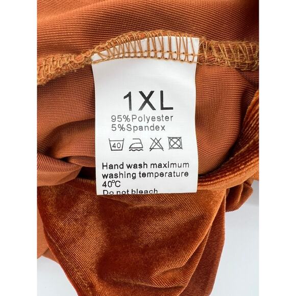 RICH RUST STRETCH VELVET DRESS (Woman's: XL) - Picture 8 of 10